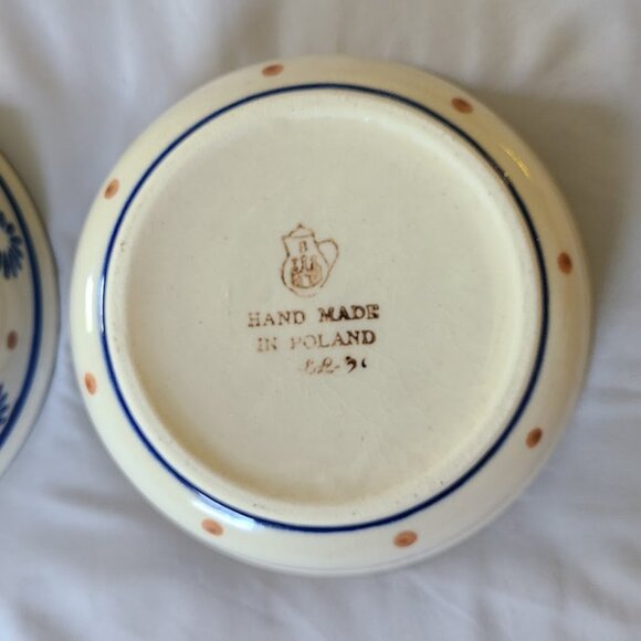 2 Polish Pottery Condiment Dessert Bowls 2 Matching - Picture 8 of 8